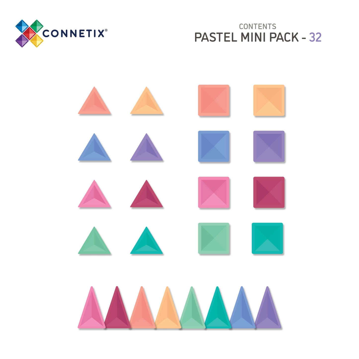 Connetix Mini Pack - magnetsæt 32 dele - pastel