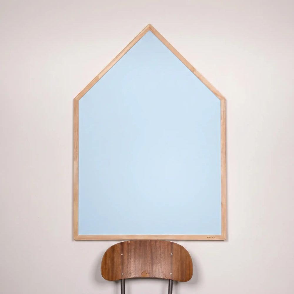 Magnettavle med egetræsramme – Soft Blue