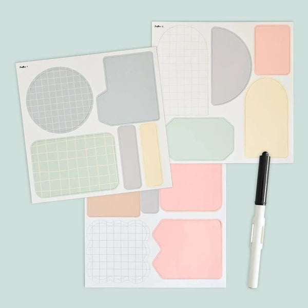 Magnetiske huskesedler i pastel fra Ferflex med sort whiteboardtusch