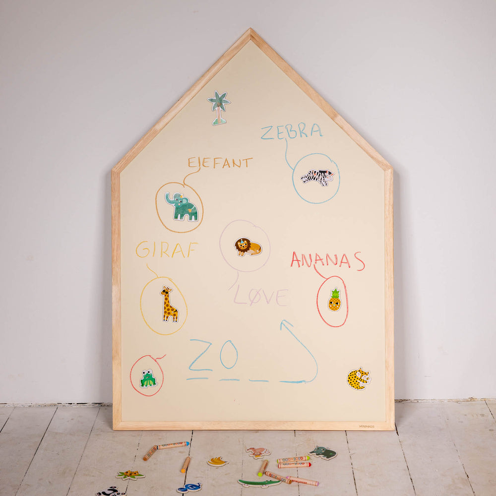 Magnettavle med egetræsramme – Vanilla